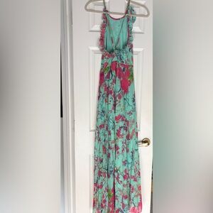 ASOS Floral Maxi Skirt - Pink and Teal